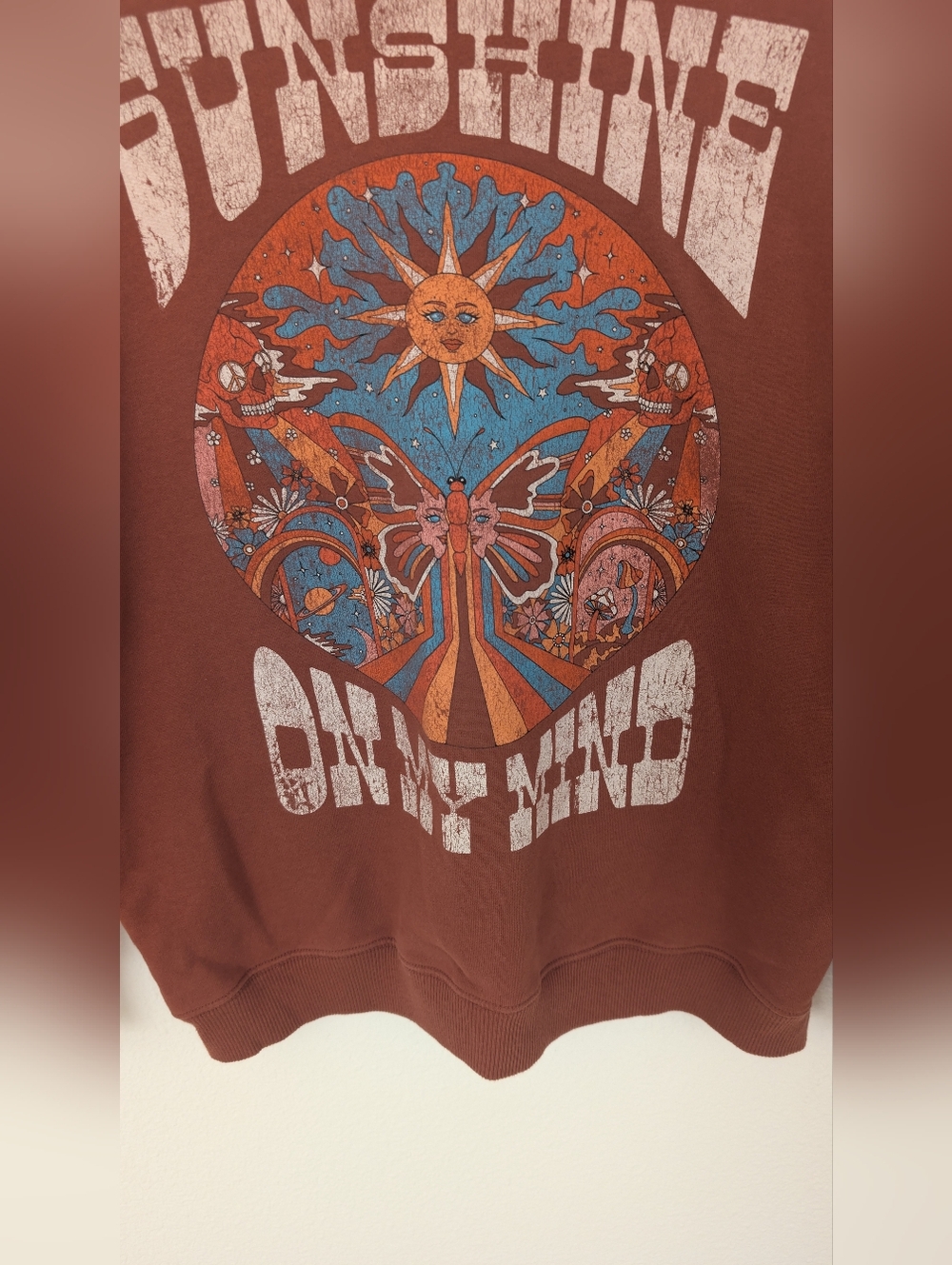 Hollister Rust Crewneck with Blue & Orange Graphic - Picture 4 of 7